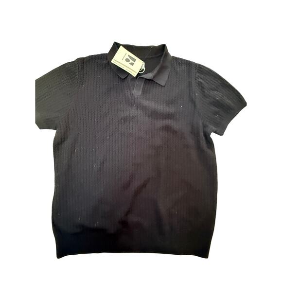(XL) NWT $100 Frank & Oak The Johnny Collar Polo Black - Picture 2 of 3
